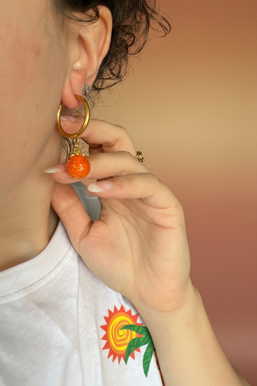 Pendientes Taronges Valencianes | Vidrio y oro | Salem Bisutería