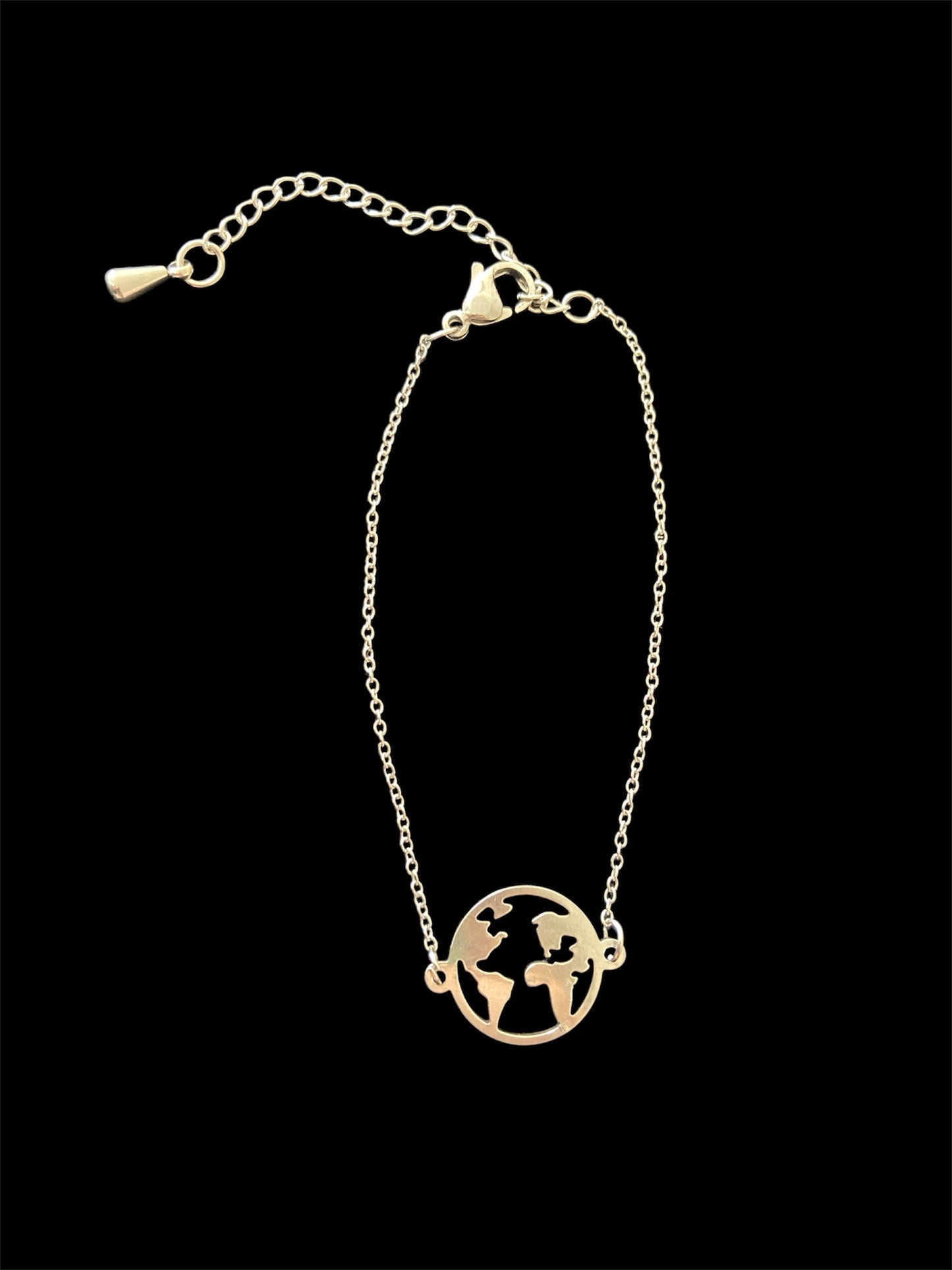 Pulsera World – Acero Inoxidable con Colgante de Mapa Mundial | Salem Bisutería