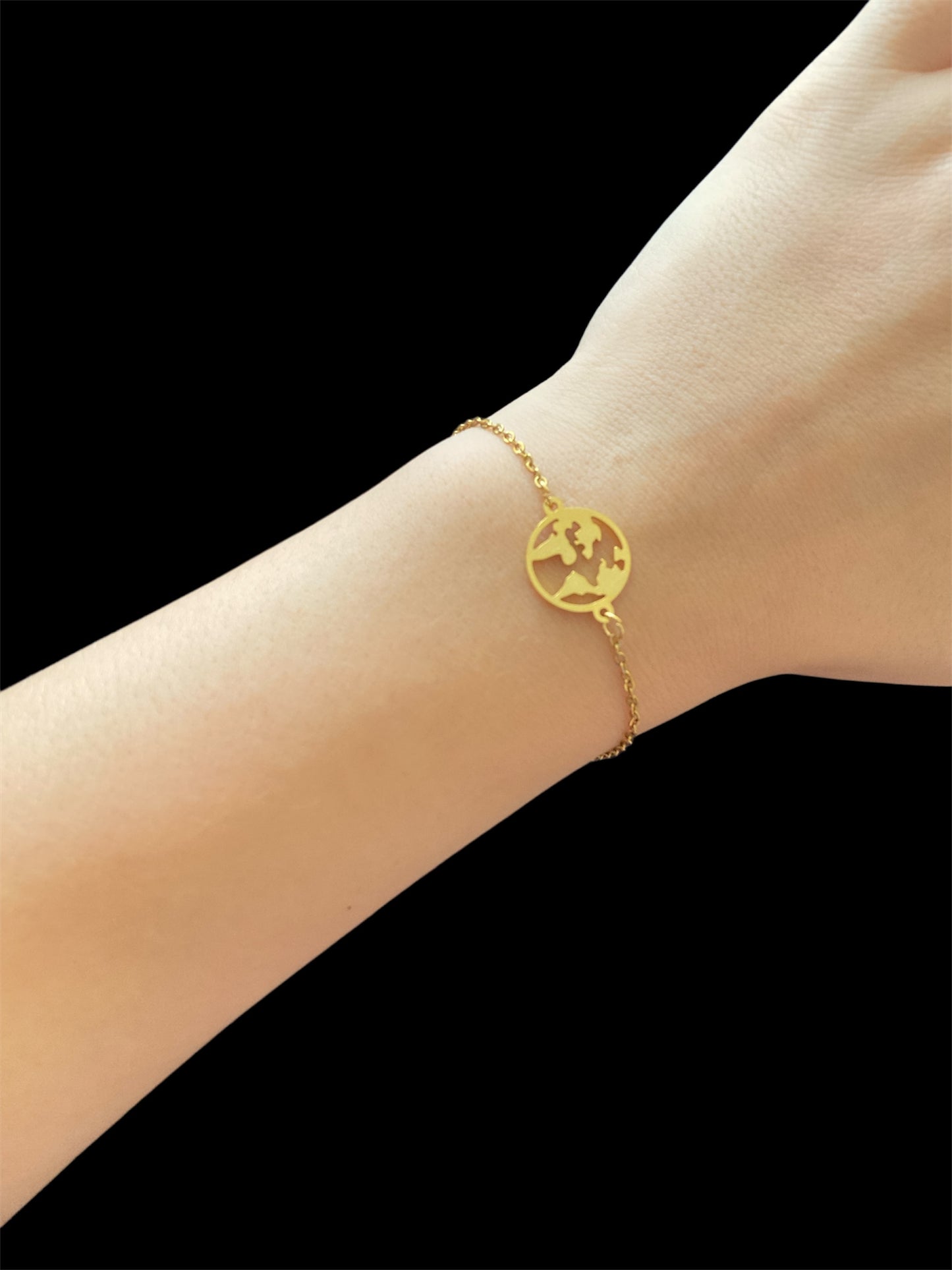 Pulsera World – Acero Inoxidable con Colgante de Mapa Mundial | Salem Bisutería