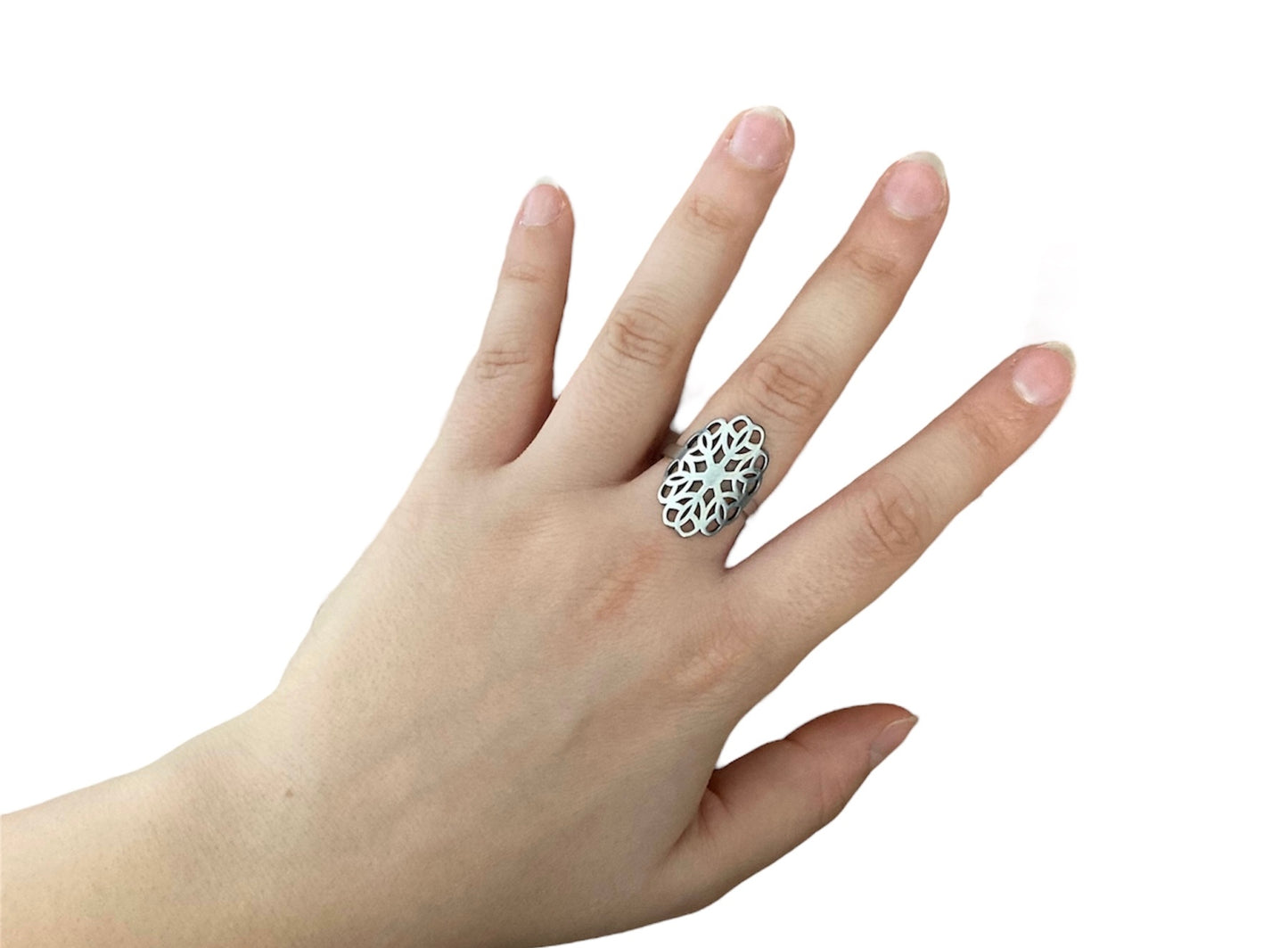 Anillo Oriental en acero inoxidable chapados en oro diseño exótico Salem Bisutería
