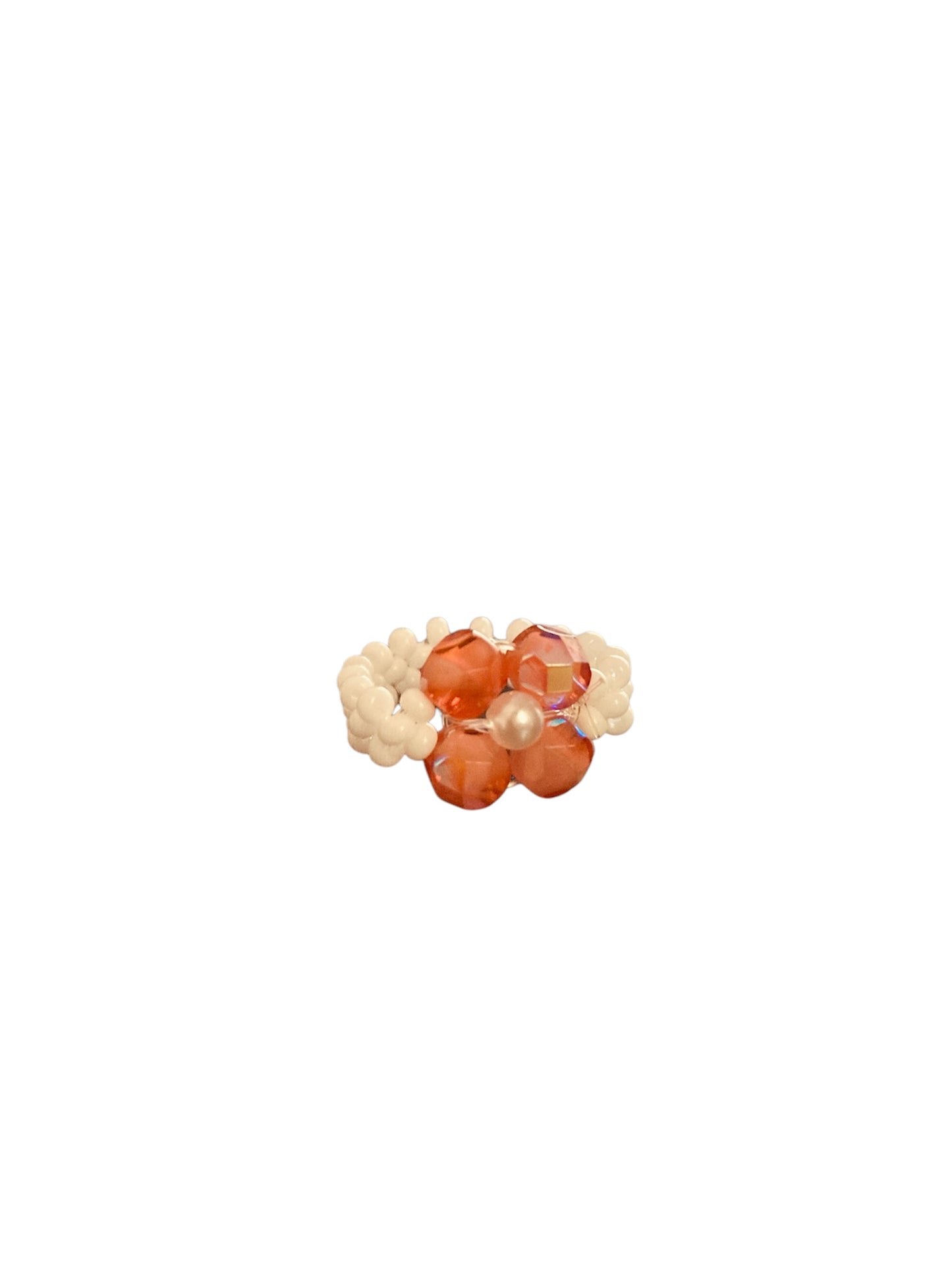 Anillo rosa con cuentas de cristal delicado artesanal