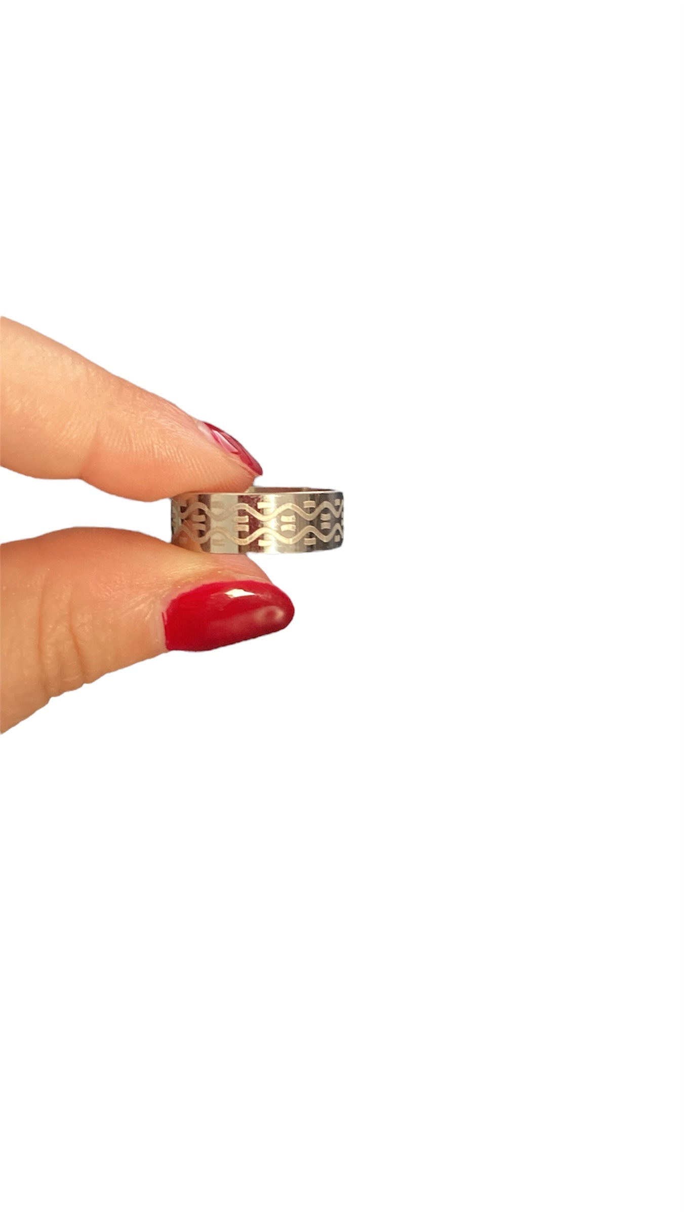 Anillo simple plateado de acero inoxidable estilo minimalista Salem Bisutería