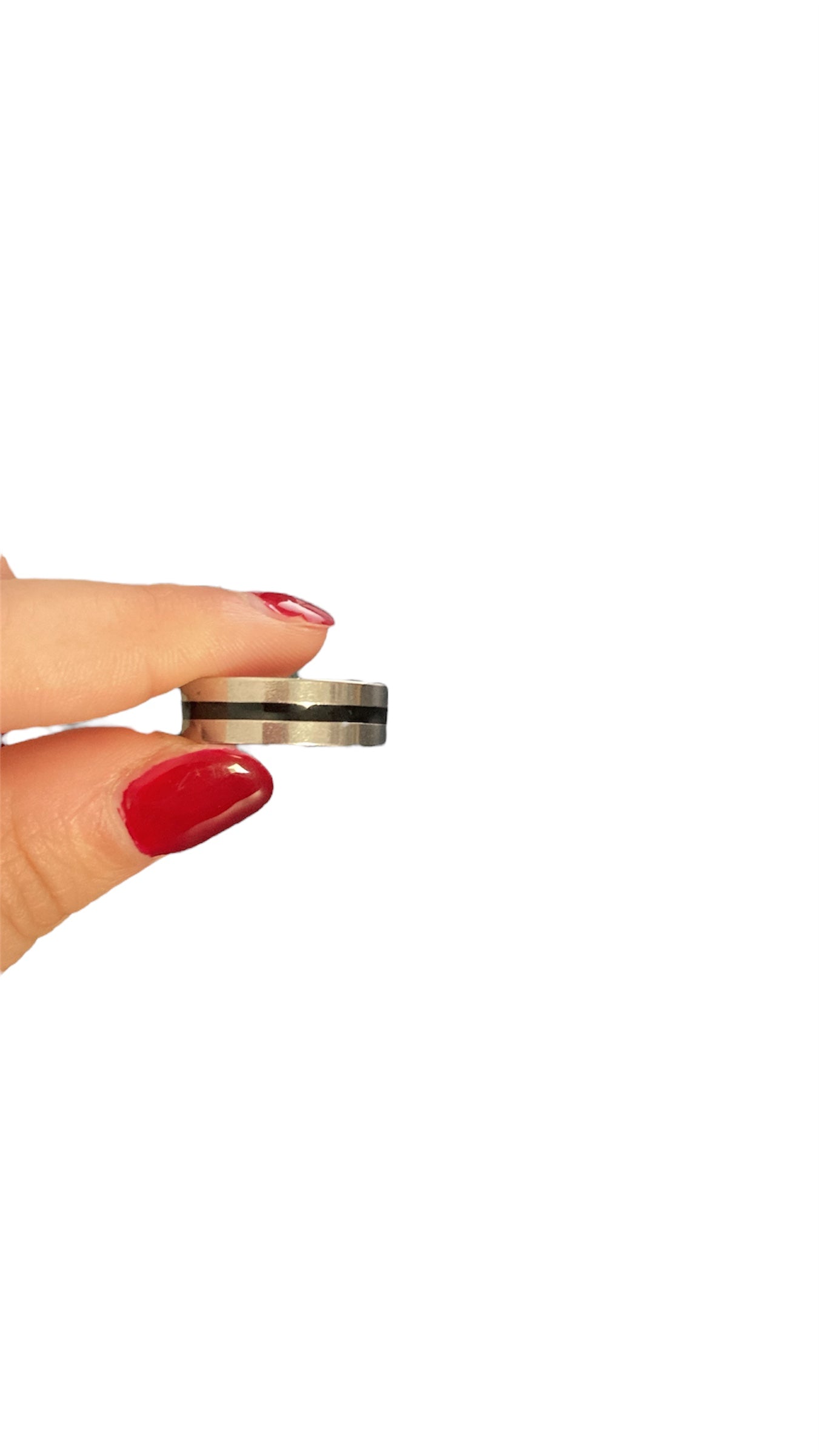 Anillo simple plateado de acero inoxidable estilo minimalista Salem Bisutería