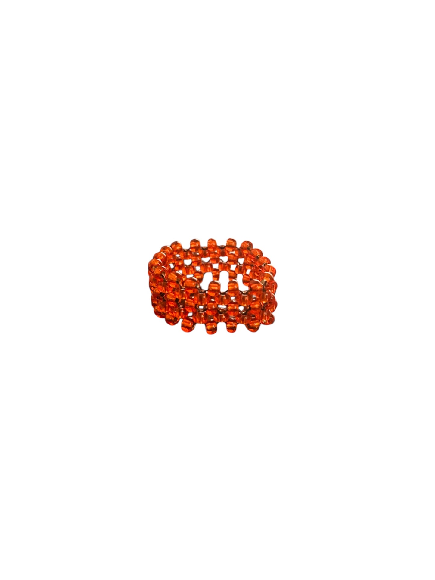 Anillo trenzado naranja de cuentas