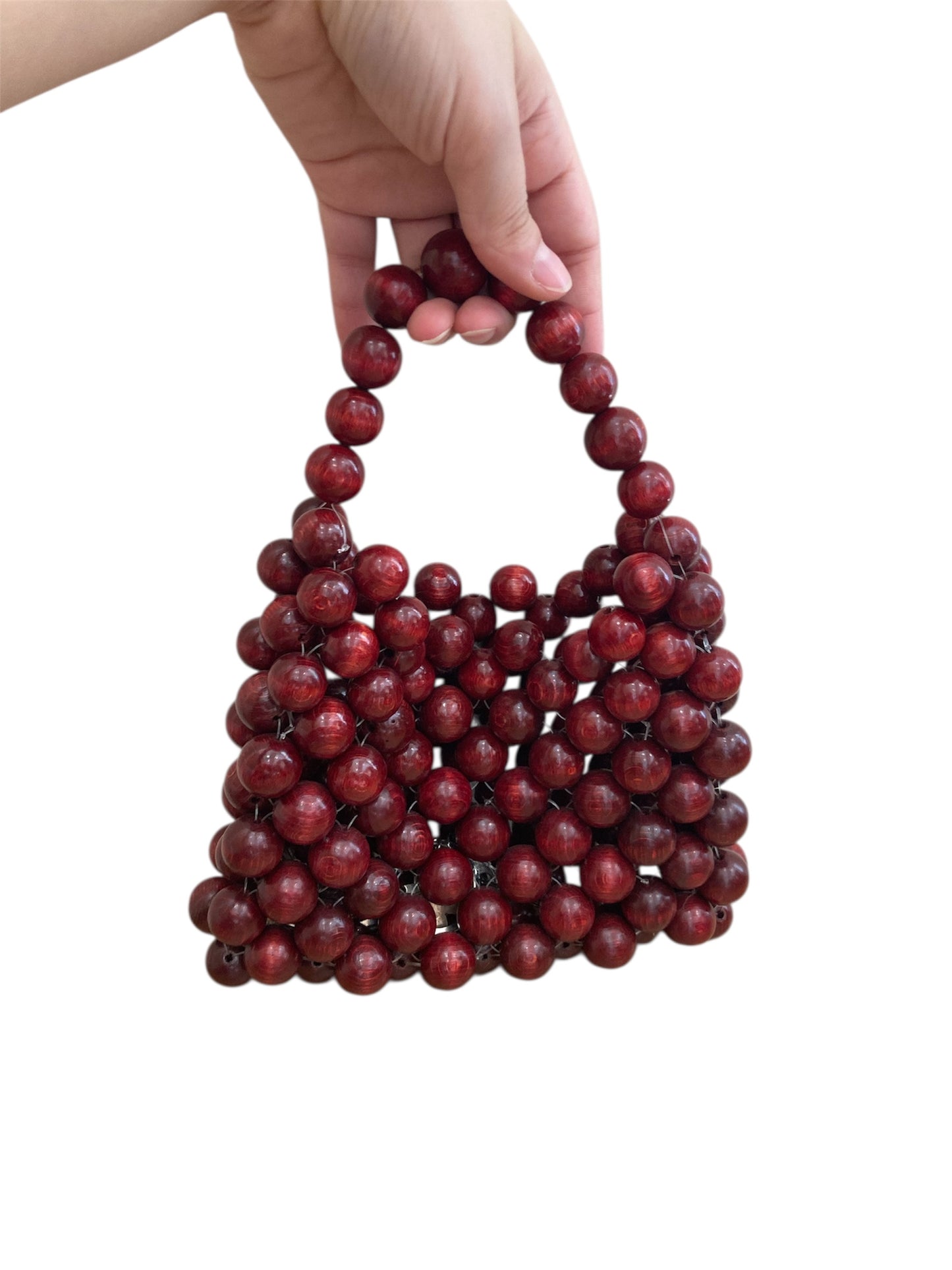 Bolso de cuentas de madera hecho a mano estilo boho chic