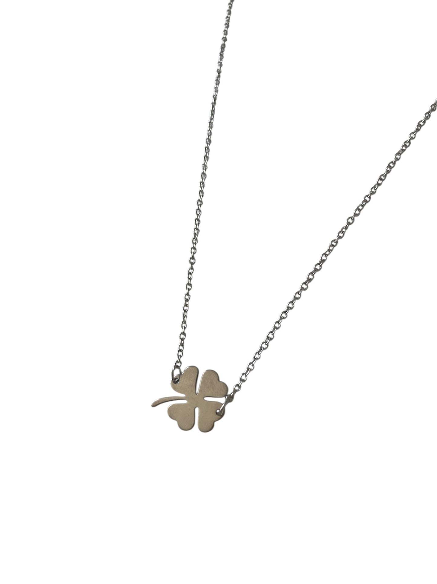 Collar de acero inoxidable con colgante de trébol de cuatro hojas – amuleto de la suerte