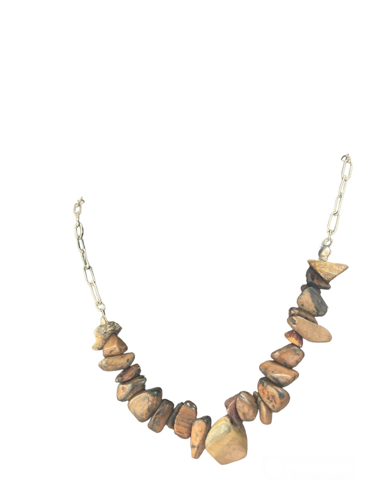 Collar Salem Bisutería con cadena fina de acero inoxidable y colgante de mineral jaspe