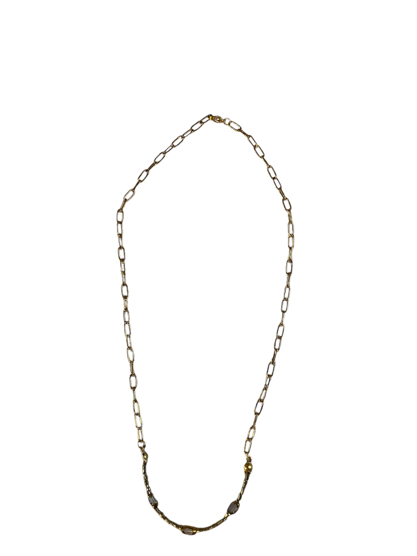 Collares Salem Bisutería con cuentas de cristal dorado cerca gris