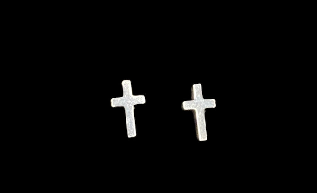 Mini pendientes de acero inoxidable con cierre de rosca cruz