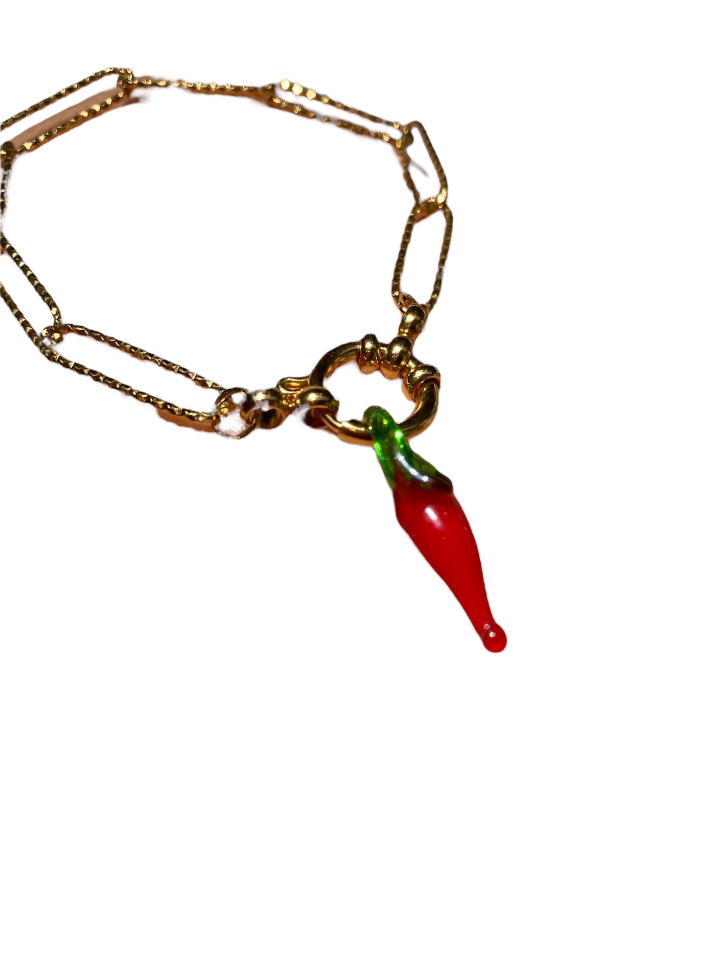 Pulsera Chili con eslabón de plata y colgantes de vidrio estilo moderno