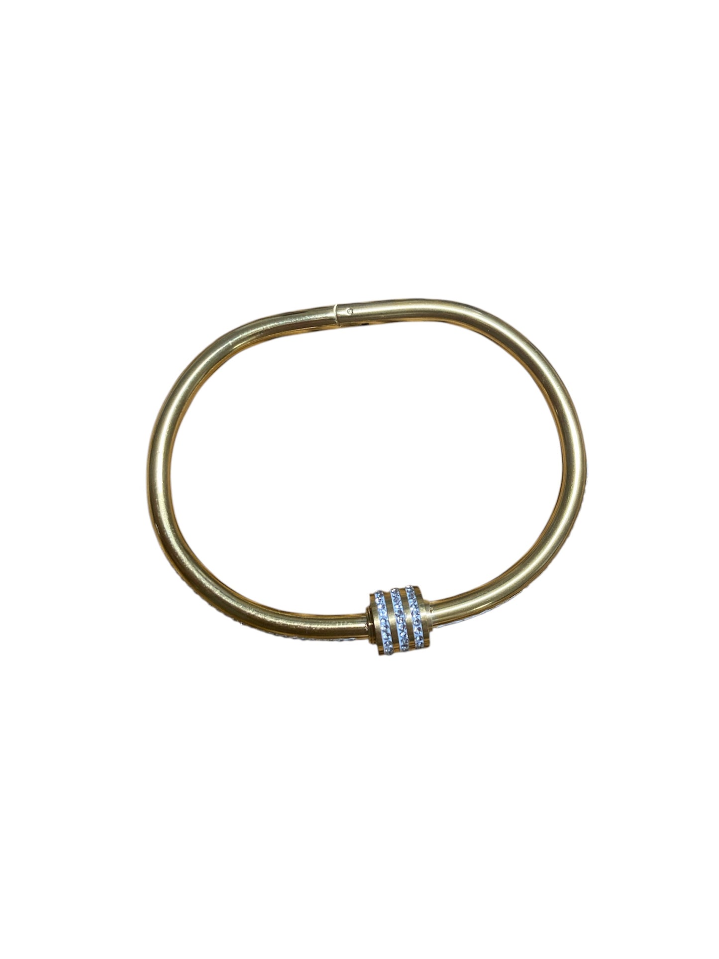 Pulsera ovalada de acero inoxidable oro desde arriba