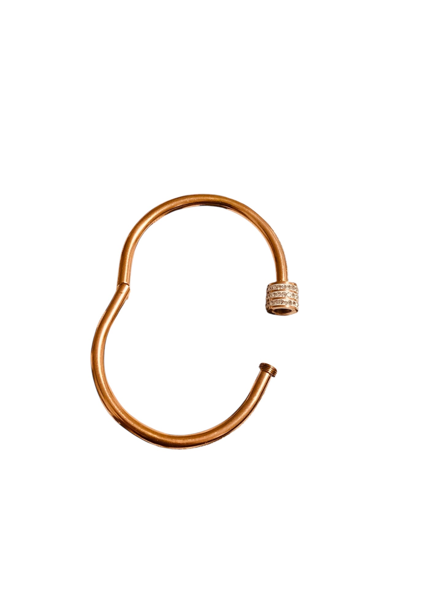 Pulsera ovalada de acero inoxidable oro rosa abierto
