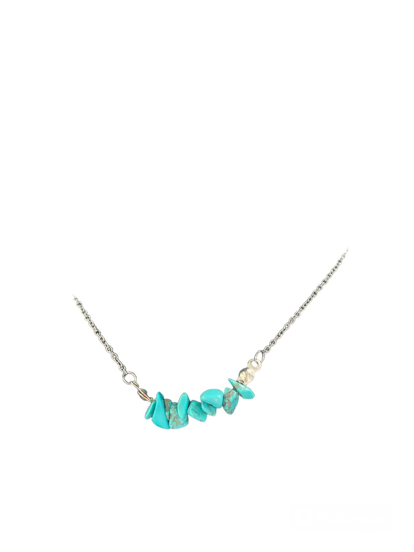 Collar Salem Bisutería con cadena fina de acero inoxidable y colgante de mineral turquesa