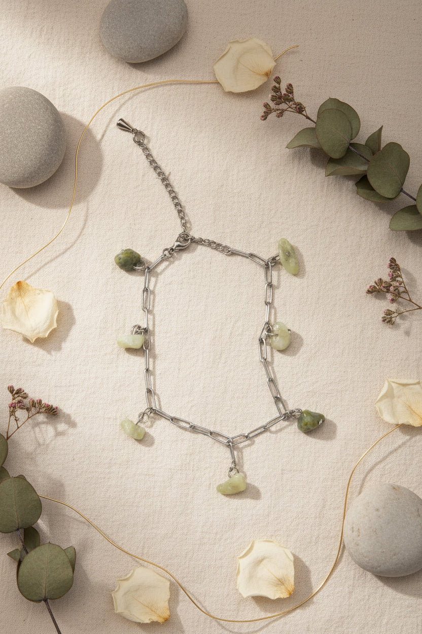 Tobilleras de ámbar natural joya corporal artesanal Salem Bisutería