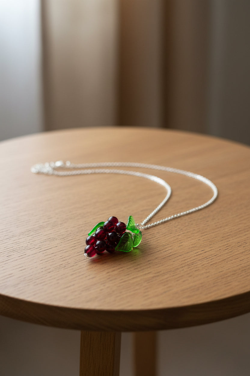Conjunto Uvas Rojas en plata | Salem bisutería