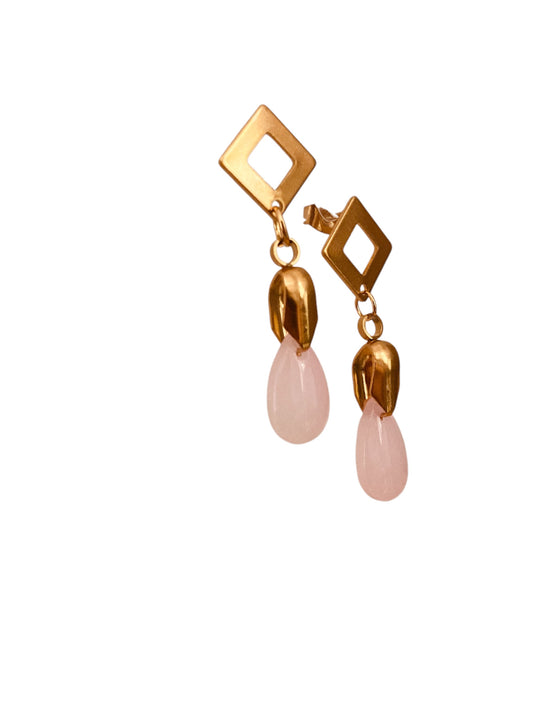 Pendientes Cuarzo rosa