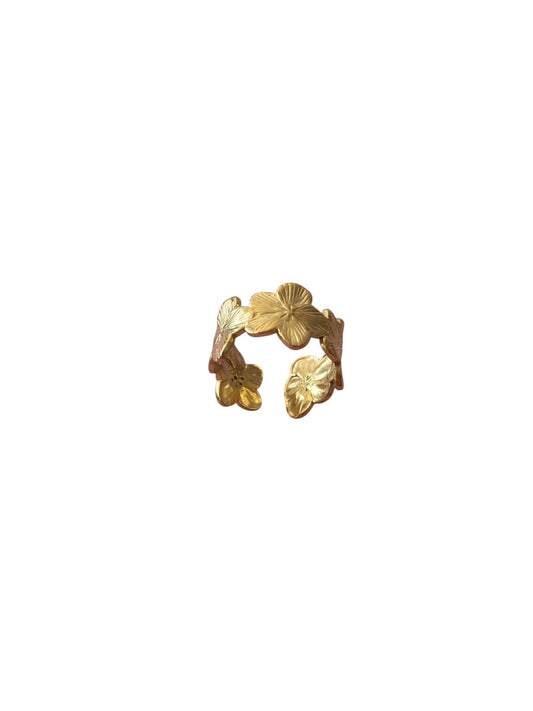 Anillo dorado floral 