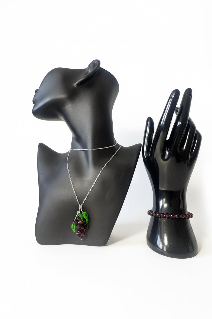 Conjunto Uvas Rojas en plata | Salem bisutería