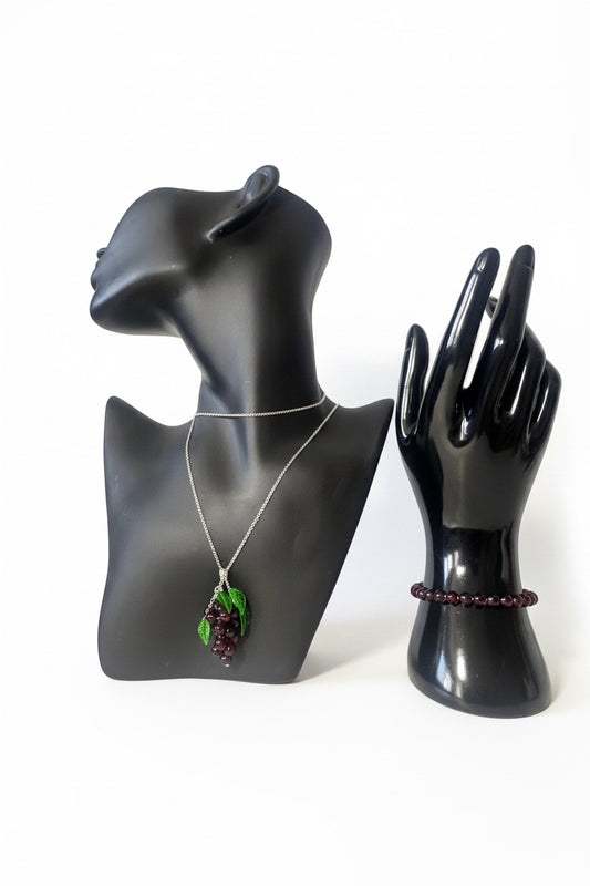Conjunto Uvas Rojas en plata | Salem bisutería