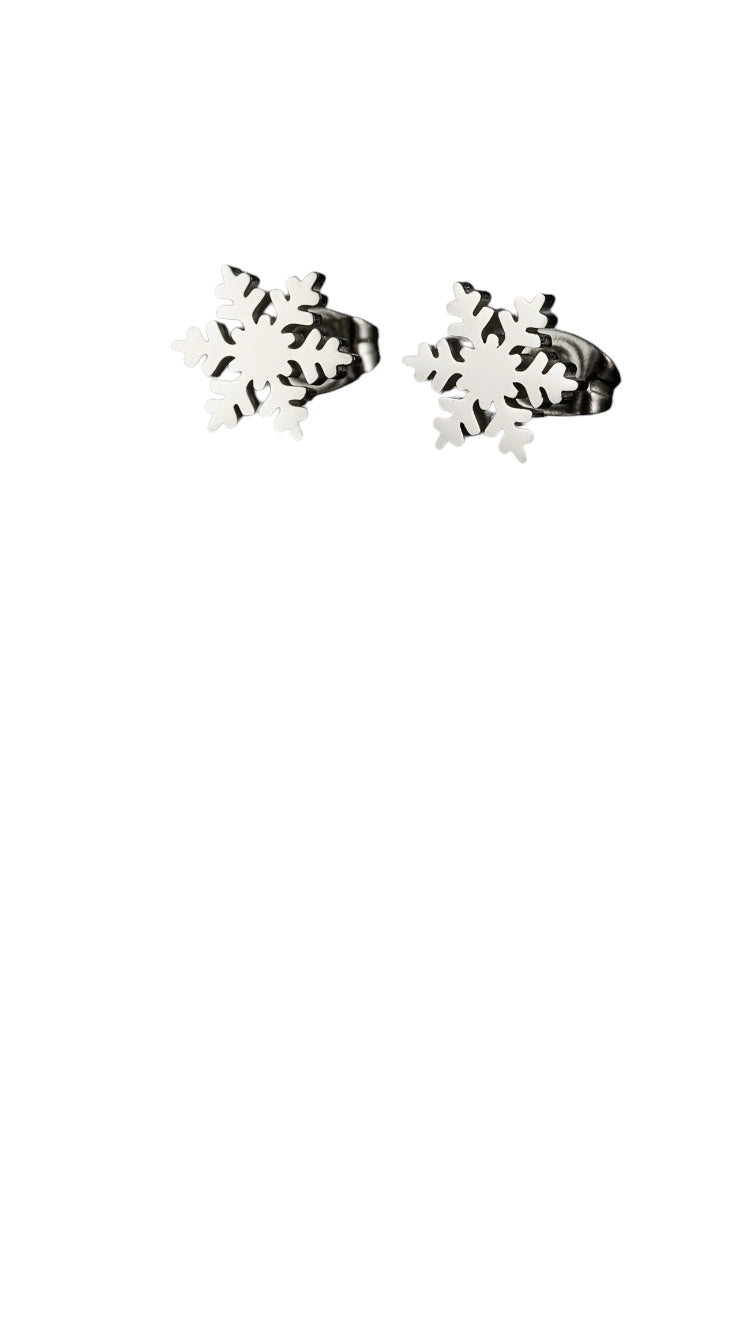Pendientes Copa de Nieve de acero inoxidable plata