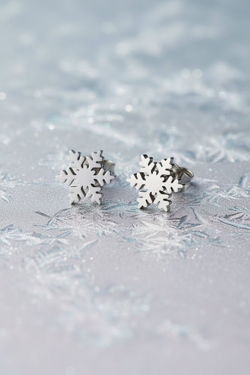Pendientes CopO de Nieve de acero inoxidable plata