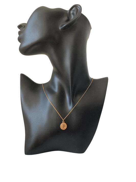 Collar Medalla Romana de Acero Inoxidable en maniquí