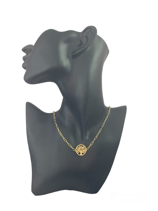 Collar dorado Árbol de la Vida de Salem Bisutería en maniquí
