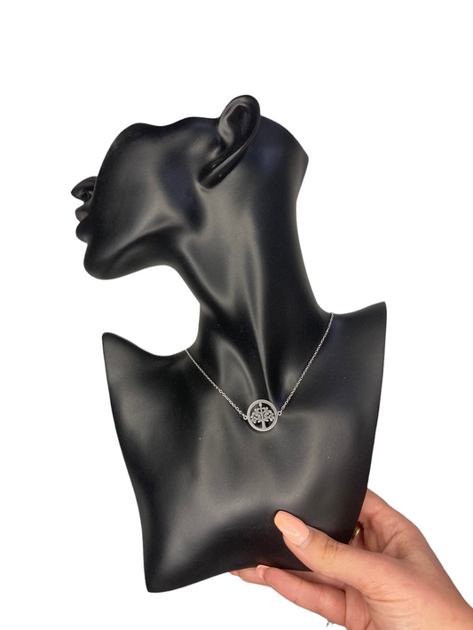 Collar árbol de la vida de acero inoxidable con cadena fina y colgante simbólico central – Salem Bisutería