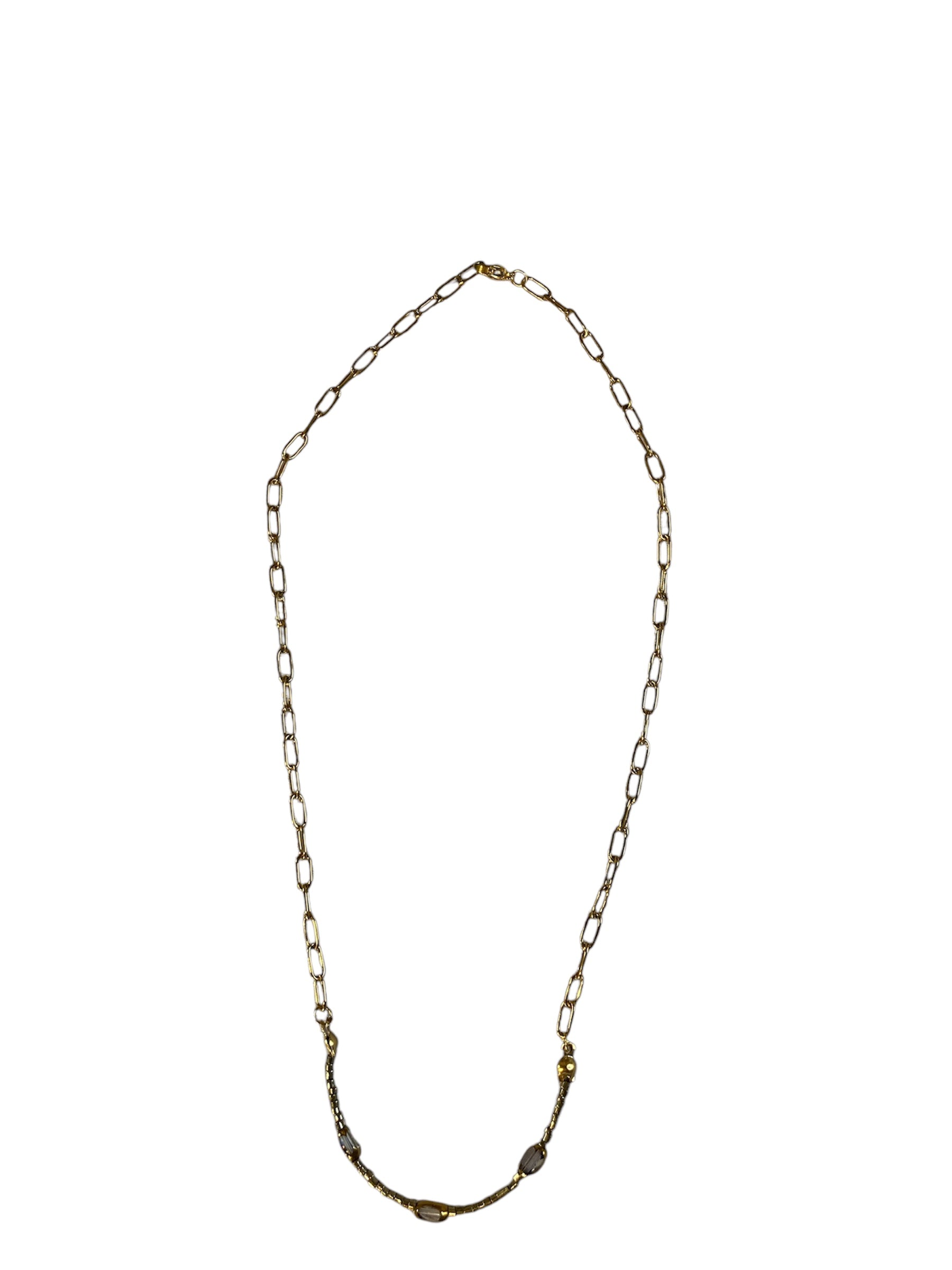 Collares Salem Bisutería con cuentas de cristal dorado cerca gris