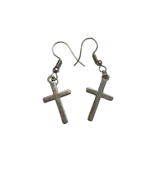 Pendientes de acero inoxidable con colgante de cruz 
