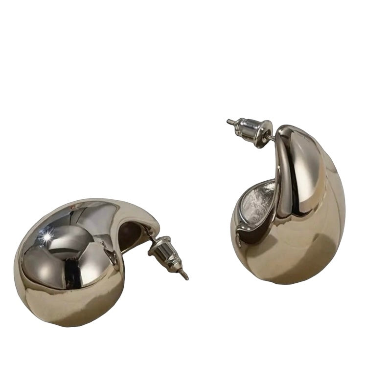 Pendientes de acero inoxidable con forma de gota de lluvia, diseño minimalista
