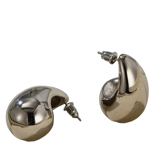 Pendientes de acero inoxidable con forma de gota de lluvia, diseño minimalista
