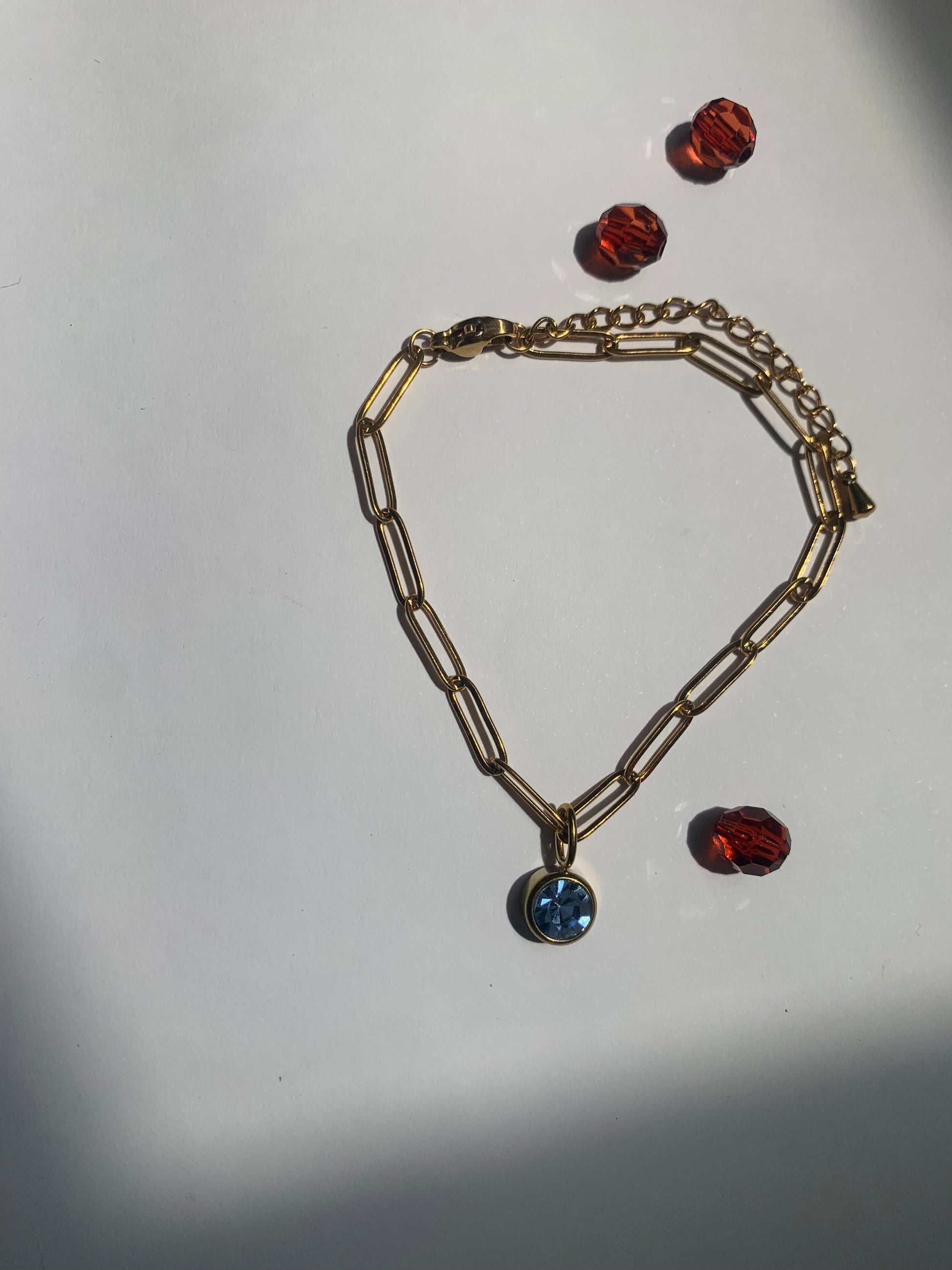 Pulsera  con Colgantes Brillantes en Acero Inoxidable azul oro