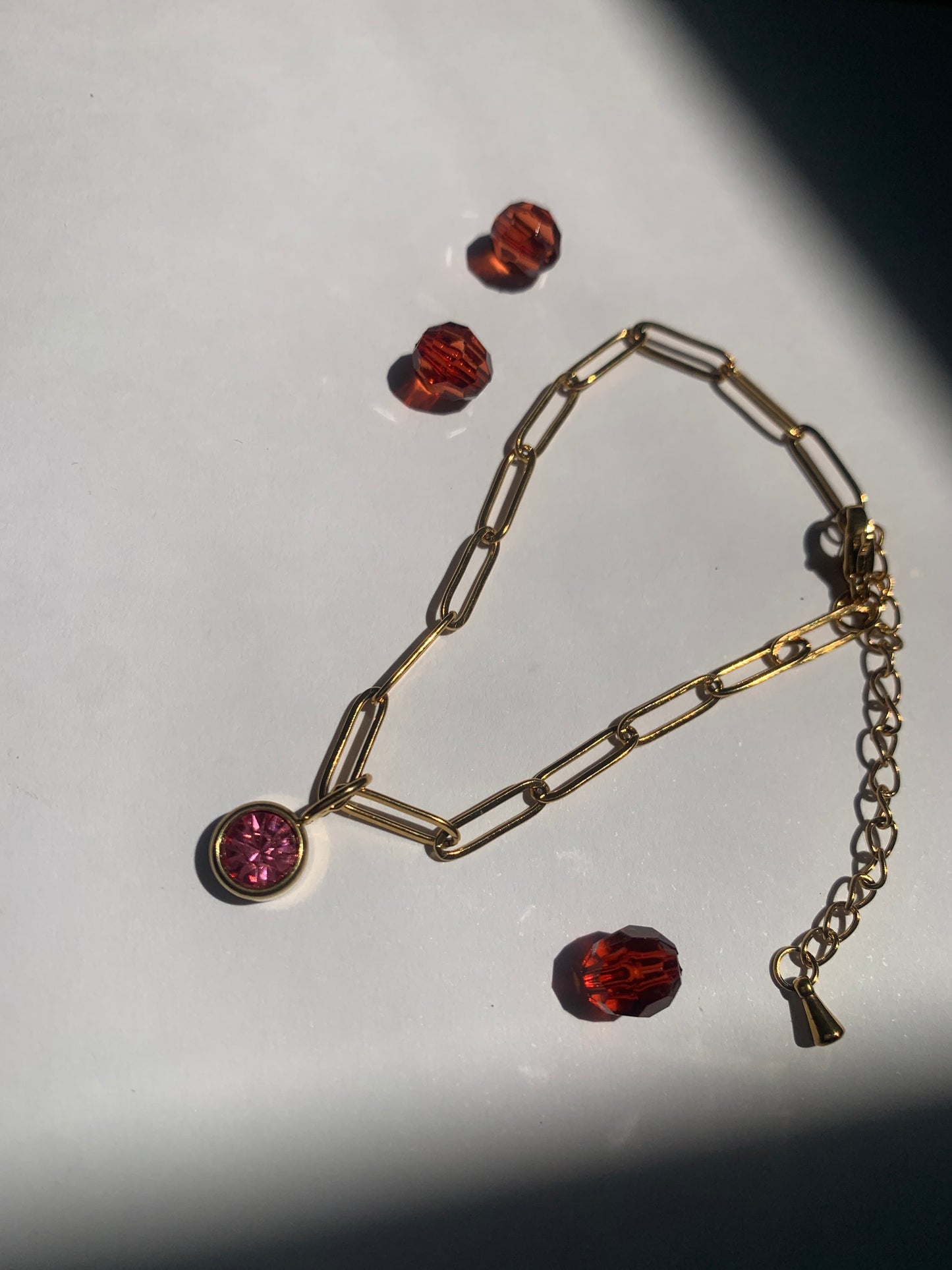 Pulsera  con Colgantes Brillantes en Acero Inoxidable de oro rosa