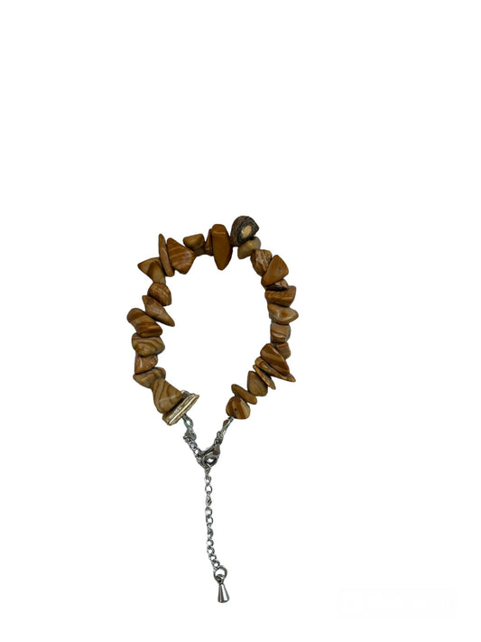 Pulsera de jaspe marrón natural con cierre ajustable de acero inoxidable – Salem Bisutería LEJOS