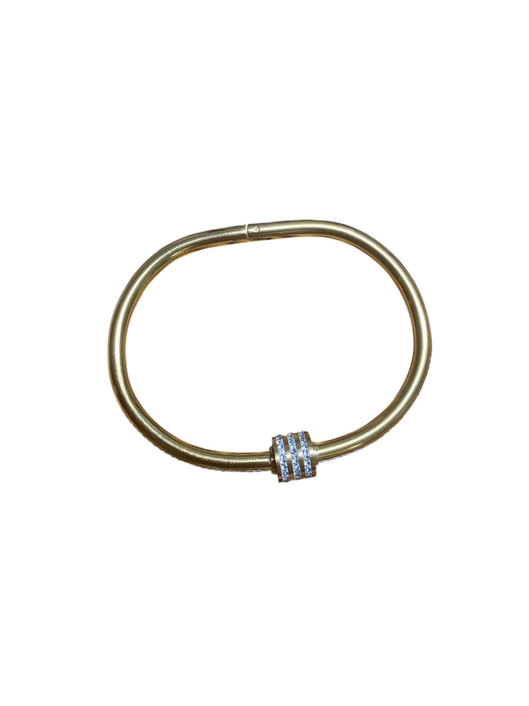 Pulsera ovalada de acero inoxidable oro desde arriba