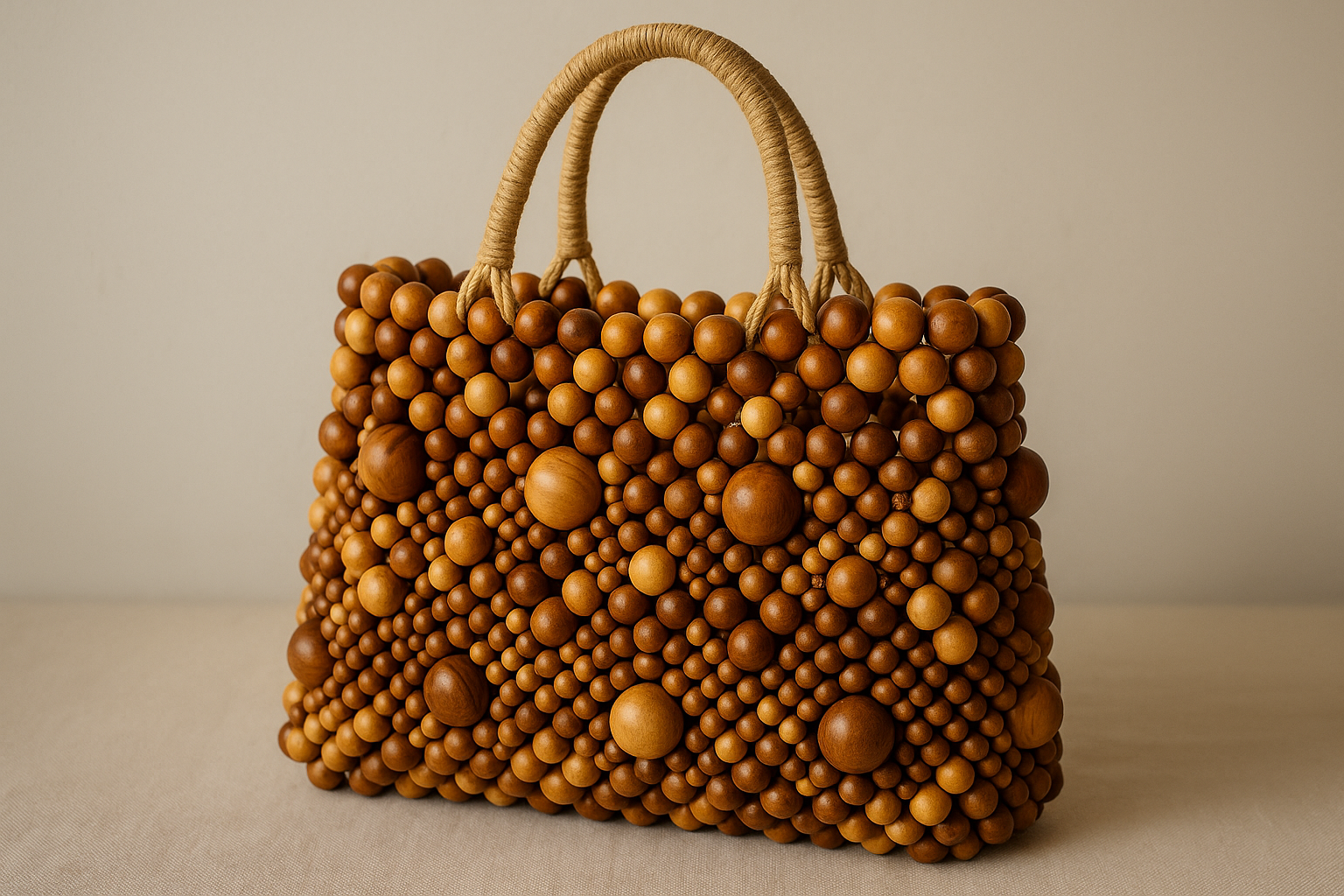 bolso de cuentas de madera 