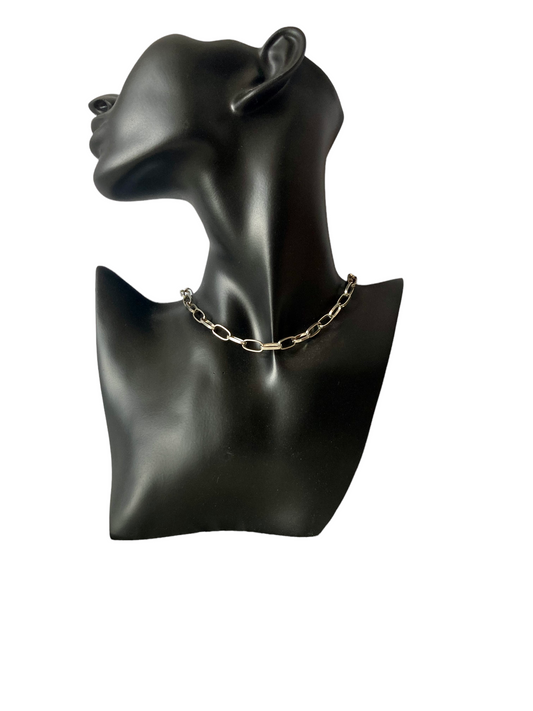 Collar de cadena de eslabones grandes en acero inoxidable sin colgantes – Salem Bisutería EN MANIQUI
